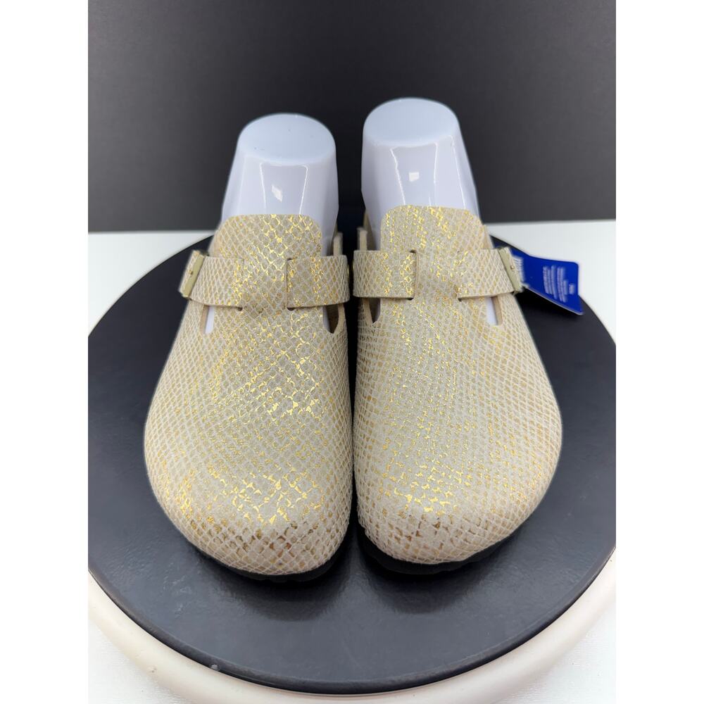 Birkenstock Boston Clogs Shiny Gold Python Eggshe… - image 4